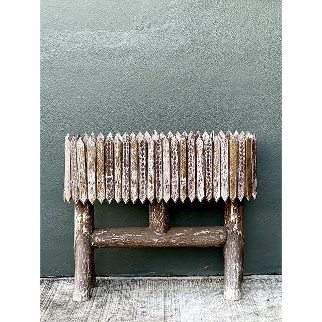 Vintage Patinated Wood Box Planter For Sale - Image 9 of 12