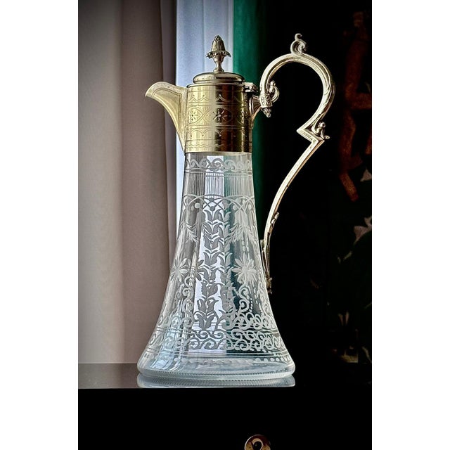 Victorian Silver-Plated and Etched Glass Claret Jug, 1800s For Sale - Image 16 of 18