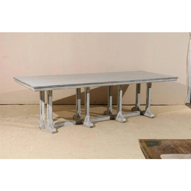 20th Century Rustic European Grey Painted Wood Rectangular Dining Table For Sale In Atlanta - Image 6 of 8