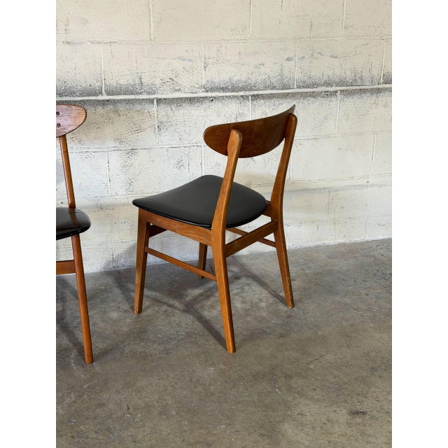 Teak Dining Chairs With Black Leatherette Seats Set of 4 Danish Mid-Century Modern 1960s For Sale - Image 12 of 13