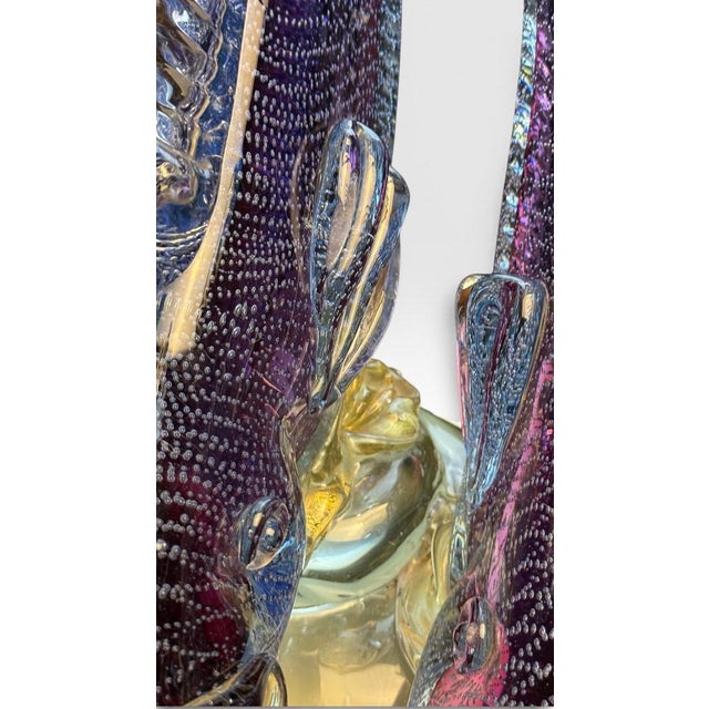 Large Vintage Alfredo Barbini Attributed Murano Glass Double Fish Sculpture Mid Century Italian Art Glass Centerpiece For Sale - Image 18 of 18