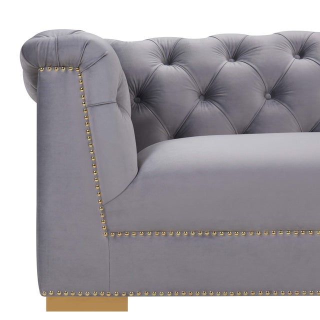Farah Grey Velvet Sofa For Sale - Image 4 of 8