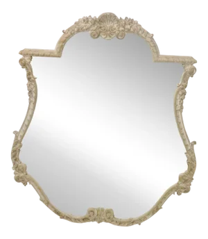 French Style Distressed Cream Shell Motif Painted Mirror
