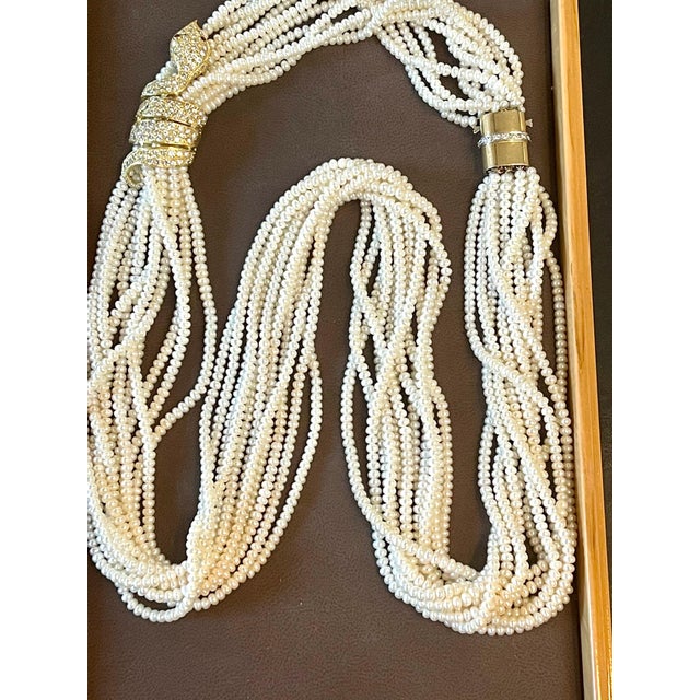 Japanese Akoya Pearl with Snake Diamond Slider and Clasp Opera Length Necklace For Sale - Image 17 of 18