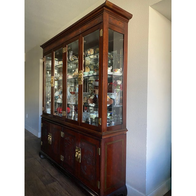 1980s Drexel Heritage Cherry Wood China Display Cabinet For Sale - Image 9 of 10