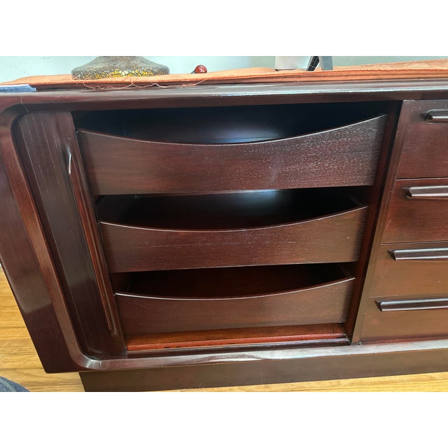 Burgundy 1960s Bernhard Pedersen Danish Teak Credenza | Vintage Scandinavian Sideboard For Sale - Image 8 of 9