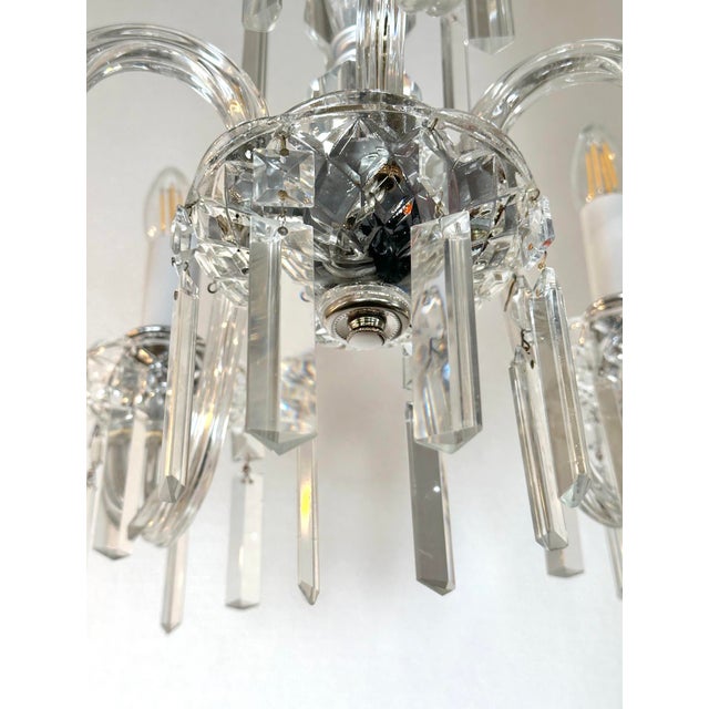 Mid 20th Century Mid 20th Century Modern Restored Mid Century Five Arm Crystal Chandelier For Sale - Image 5 of 7
