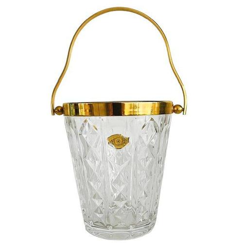 Mid-Century Ice Bucket Crystal Gilded Brass from Val Saint Lambert, 1950s For Sale - Image 9 of 9
