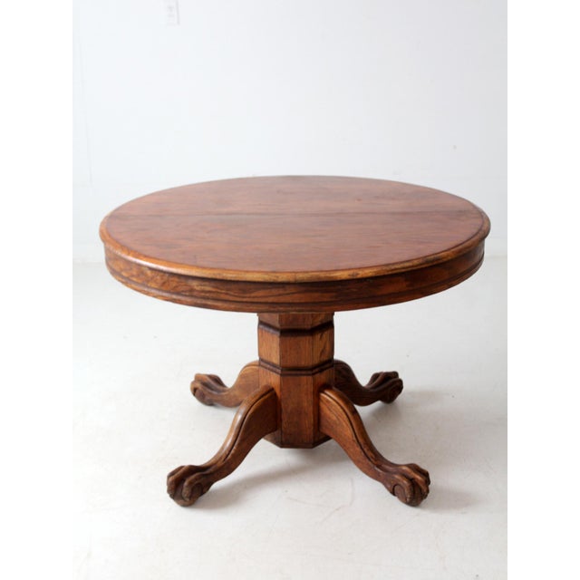 Antique Round Oak Dining Table For Sale - Image 15 of 18