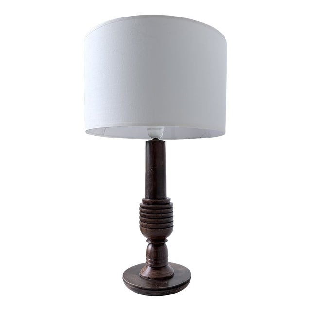 Vintage Art Deco Oak Desk Lamp, 1940s For Sale