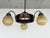 Art Nouveau Brass 3-Arm Chandelier with Scalloped Glass Shades, 1920s For Sale - Image 4 of 9