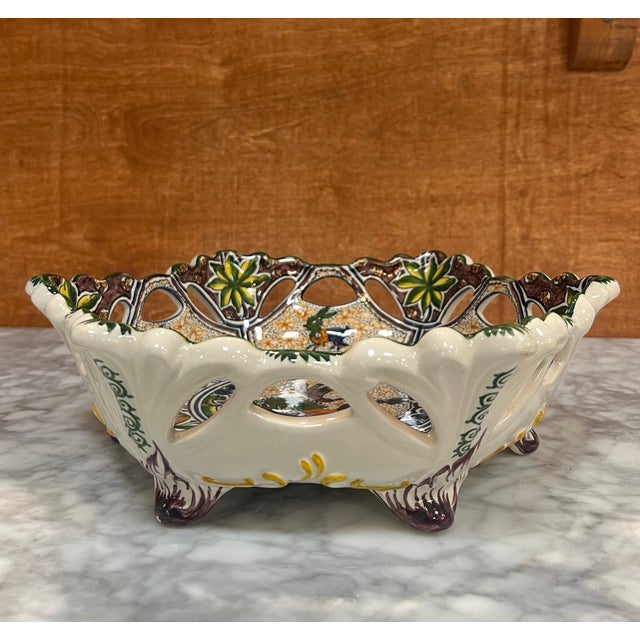 Coimbra Ceramic - Hand Painted Portuguese Fruit Basket 1 For Sale - Image 10 of 11