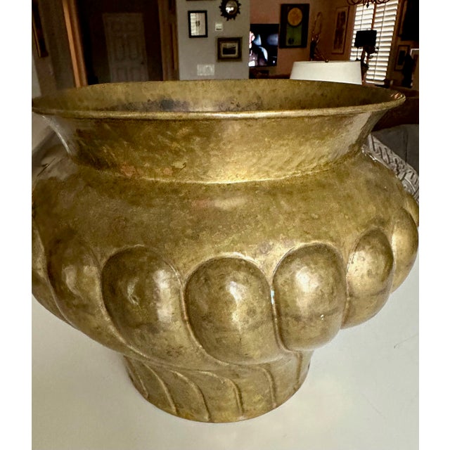 Italian Hammered Brass Scalloped Jardinière Planter For Sale - Image 15 of 15