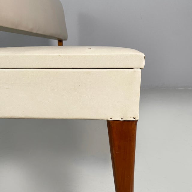 Art Deco Italian Bench in Wood and White Leather, 1940s For Sale - Image 17 of 18