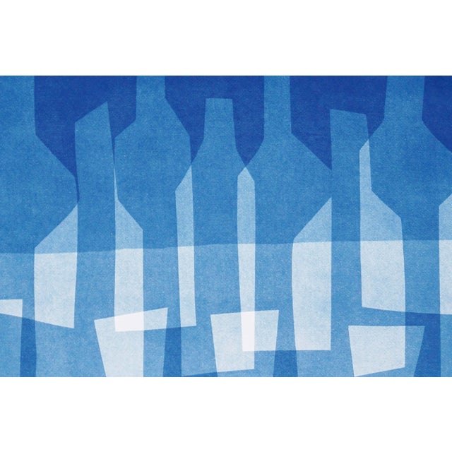 2020s 2023 "Double Vision Bar Scene" Modern Still Life Handmade Monotype Cyanotype For Sale - Image 5 of 8