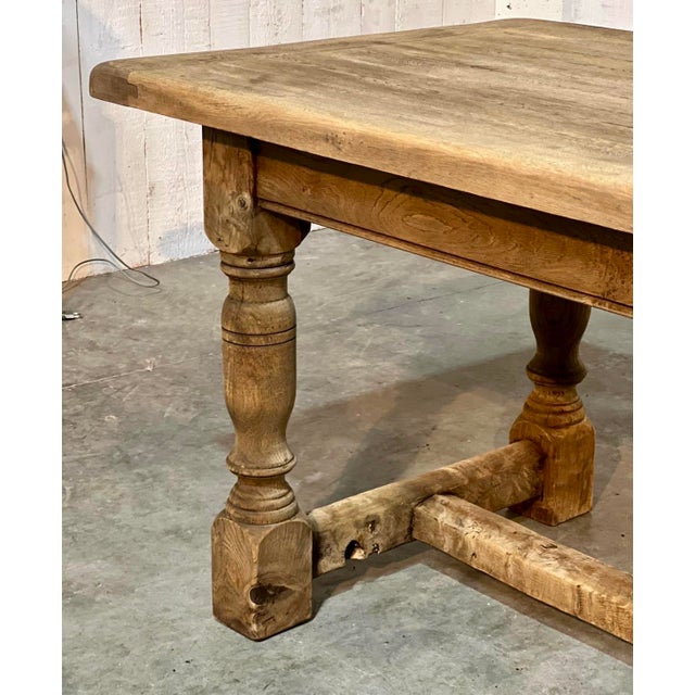 Wood Bleached Oak Farmhouse Dining Table, 1925 For Sale - Image 7 of 18
