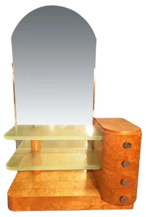Light Wood Dressing Table with Glass Tiles, 1940s