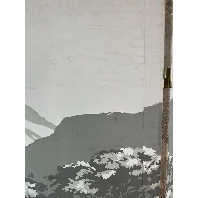 Zuber Tri-Fold 3 Part Mural Screen Gray Tones Pink Purple Green Figures For Sale - Image 9 of 12