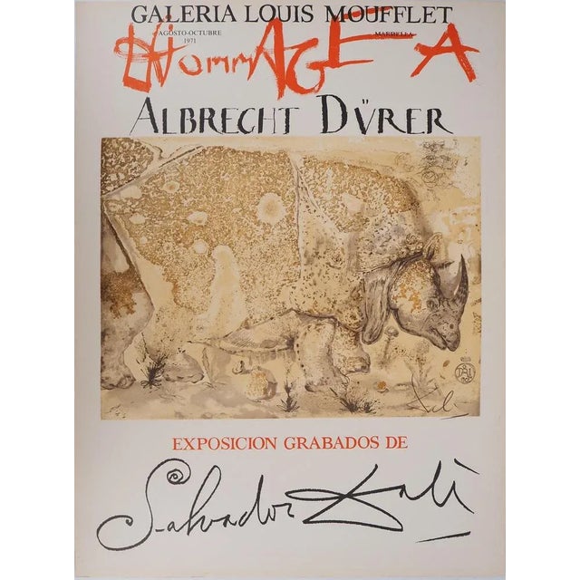 Salvador Dali, Rhinoceros, Homage to Albrecht Dürer, Lithograph Poster For Sale - Image 5 of 5