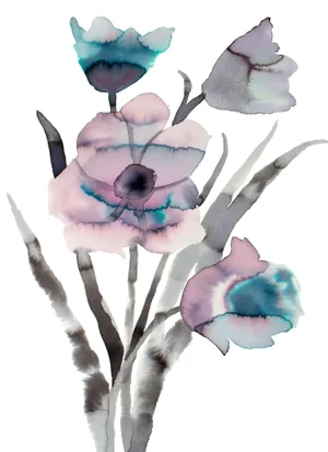 "Floral No. 36" Contemporary Original Botanical Flower Watercolor Painting by Elizabeth Becker