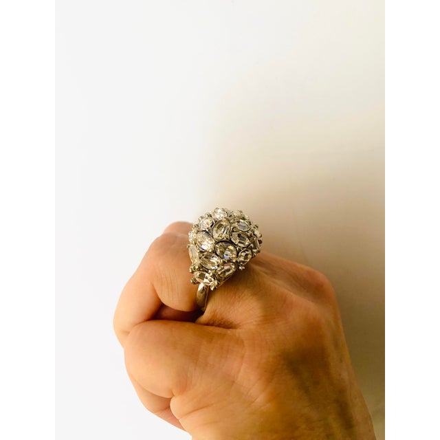 Silver Kenneth Jay Lane Bombé Cocktail Ring, Circa 1990s, Size 6.5 For Sale - Image 8 of 14
