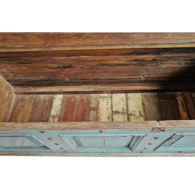 Mid 20th Century Jodhpur Blue Wood Trunk Table For Sale - Image 11 of 12