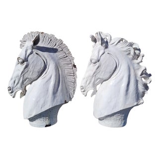 Italian Artist, Horse Heads, 20th Century, Ceramic, Set of 2 For Sale