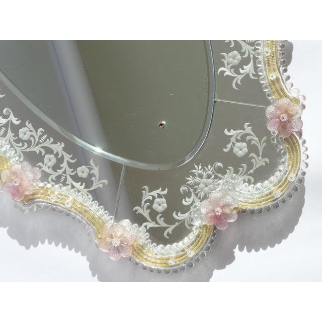 Mid-Century Modern Venetian Mirror with Etched Floral Details, 1960s For Sale - Image 11 of 12