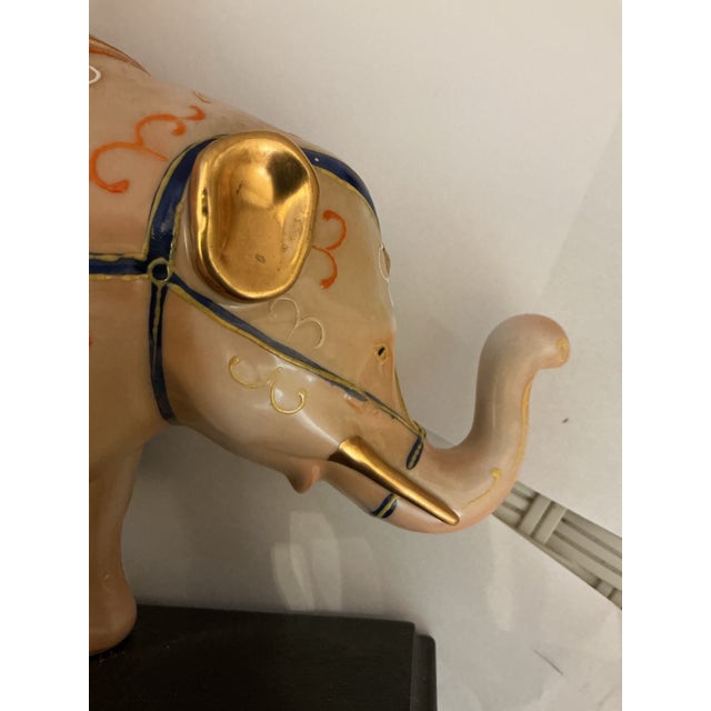 Rare Vintage Frederick Cooper Chinoiserie Hand-Painted Ceramic Elephant Lamp For Sale - Image 9 of 12