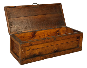 Antique Large Primitive Farmhouse Pine Storage Tool Chest