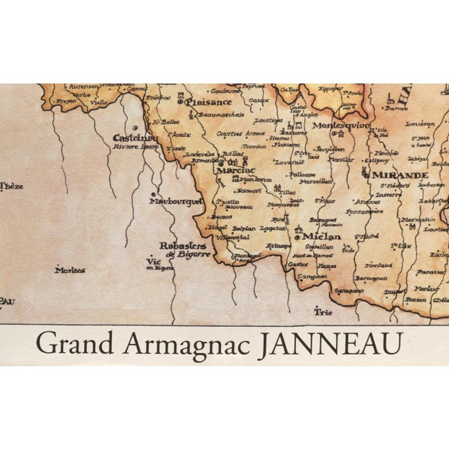 French Provincial 1970s French Vintage Armagnac Janneau Poster (Map) For Sale - Image 3 of 3