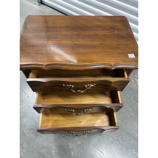 1970s Vintage 1978 Thomasville 3-Drawer Wood Nighstand For Sale - Image 5 of 6