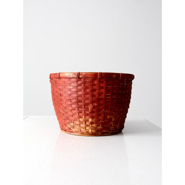 Vintage Red Woven Basket Chairish