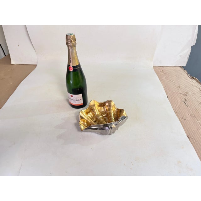 Ceramic Shell Vide Poche Silver and Gold Colors 20th Century