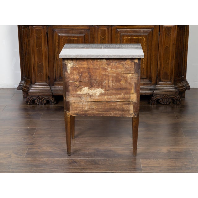 Wood French 19th Century Petite Commode with Grey Marble Top and Two Drawers For Sale - Image 7 of 12