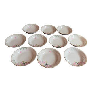 Antique, Early 20th Century Noritake Azalea Porcelain Berry Bowls, Set of Ten For Sale