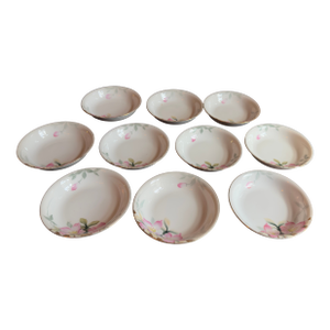 Antique, Early 20th Century Noritake Azalea Porcelain Berry Bowls, Set of Ten