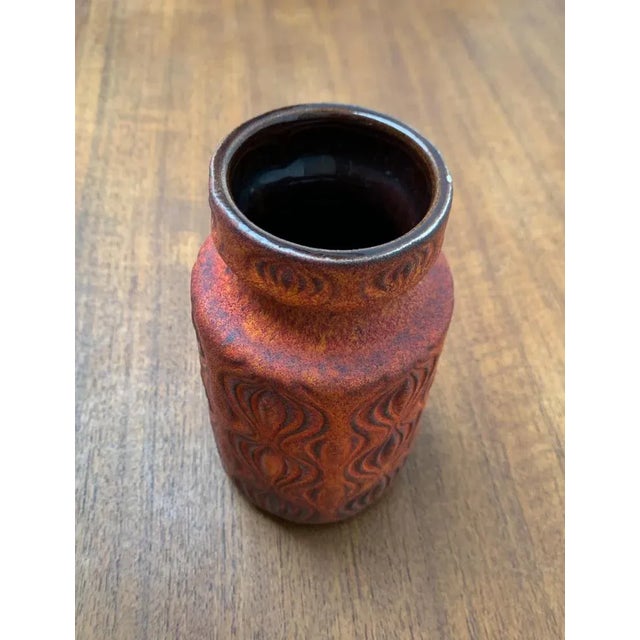 Orange Mid-Century West German Pottery WGP Vase from Scheurich, 1960s For Sale - Image 8 of 13