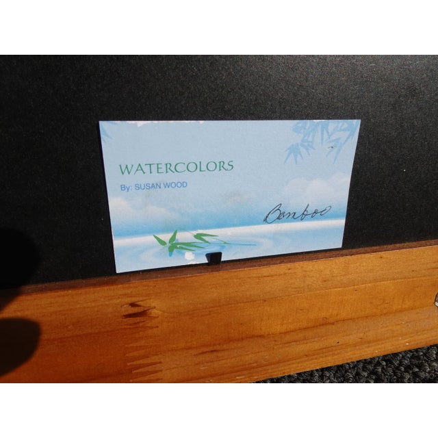 Vintage Bamboo Frame Abstract Watercolor Picture by Susan Wood For Sale - Image 12 of 13