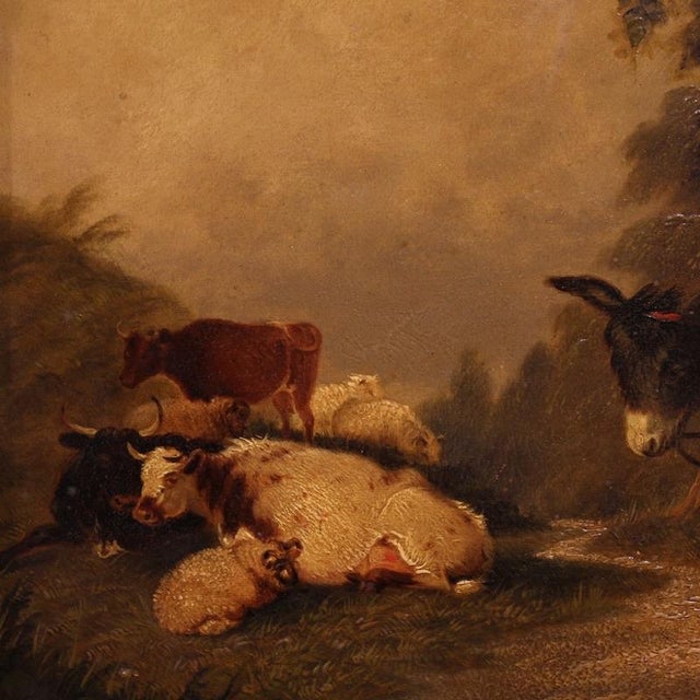 English Artist, Painting of a Rural Genre Scene, 1866, Oil on Panel For Sale - Image 8 of 16