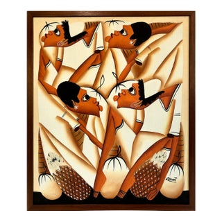 Haitian Naïve Art Movement Signed Painting, by Laurent Casimir For Sale