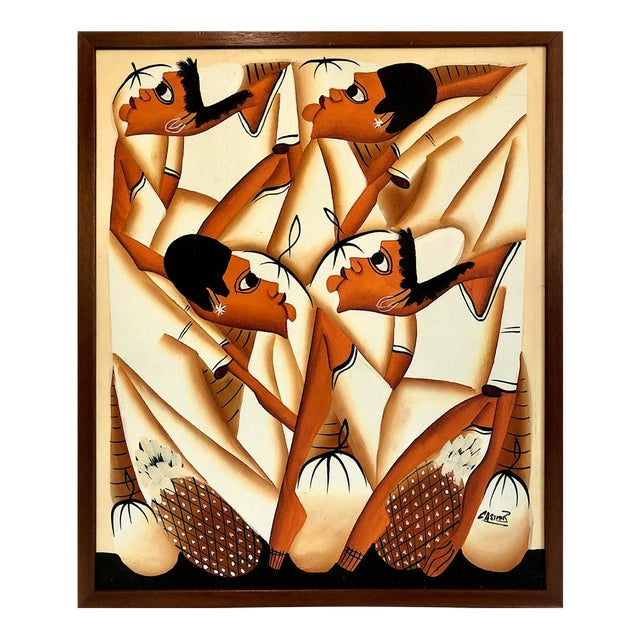 Haitian Naïve Art Movement Signed Painting, by Laurent Casimir For Sale