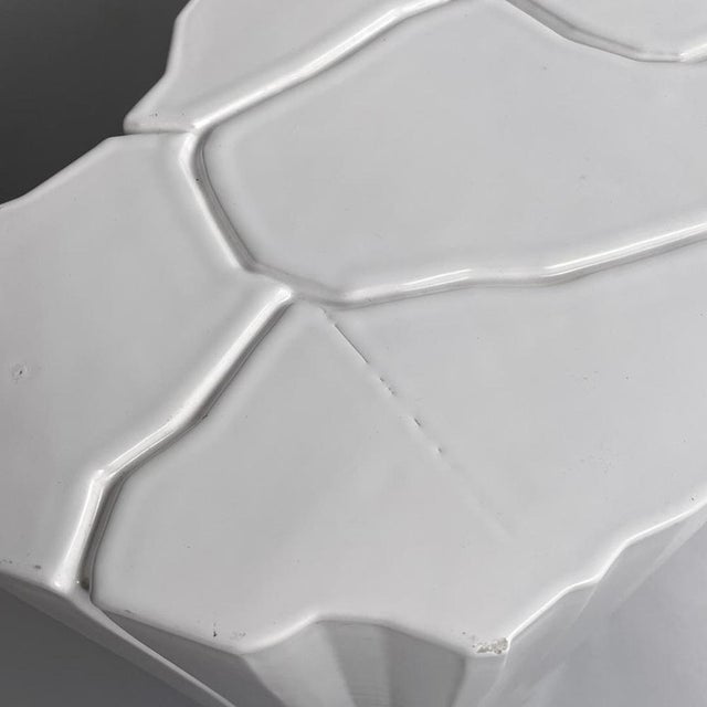 Italian Modern Glossy White Ceramic Side Table by Roberto Faccioli, 1995 For Sale - Image 11 of 14