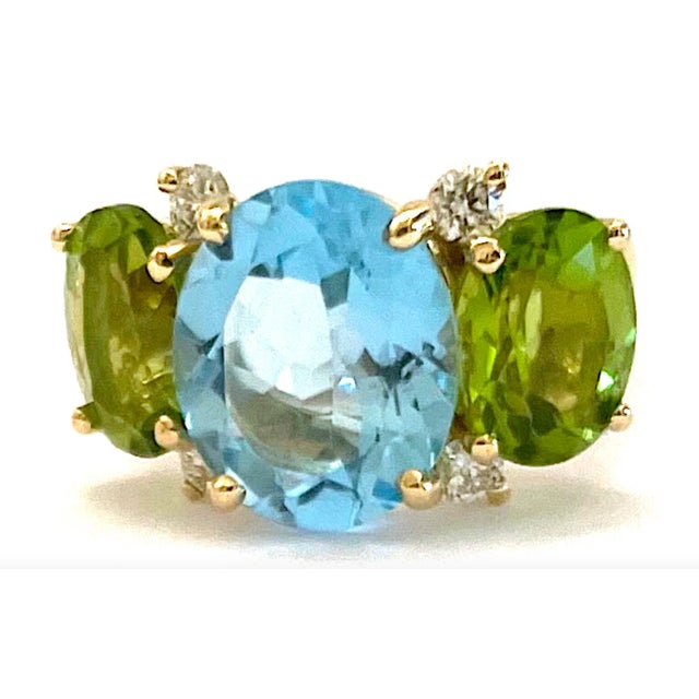 Contemporary Christina Addison Medium Gum Drop Ring Blue Topaz Pink Topaz For Sale - Image 3 of 12