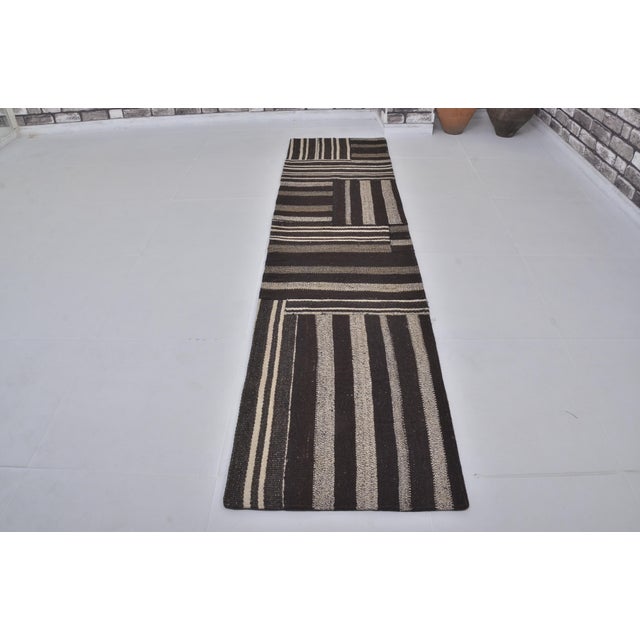 Textile Black Vintage Anatolian Wool Kilim For Sale - Image 7 of 10