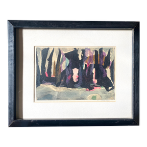 1960s Molly Schiff Abstract Collage and Watercolor Framed Painting