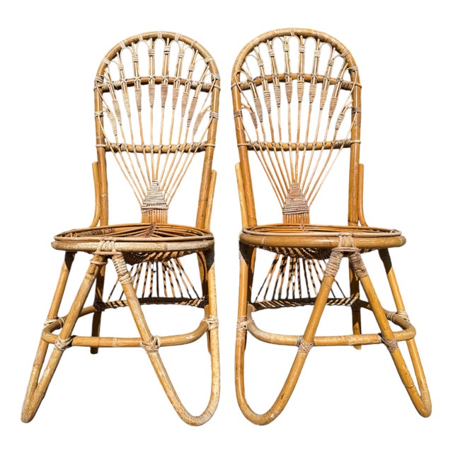Set of Bamboo and Rattan Chairs by Dirk Van Sliedregt for Rohe Noordwolde, 1955 For Sale