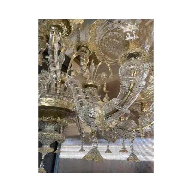Floral Venetian Ca Rezzonico Gold Chandelier in Murano Glass For Sale - Image 6 of 13