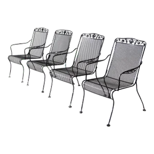 Set of 4 Mid Century Wrought Iron Patio Chairs