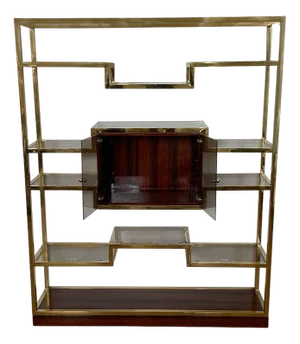 Golden Brass & Makassar Bookcase with Showcase, 1990s